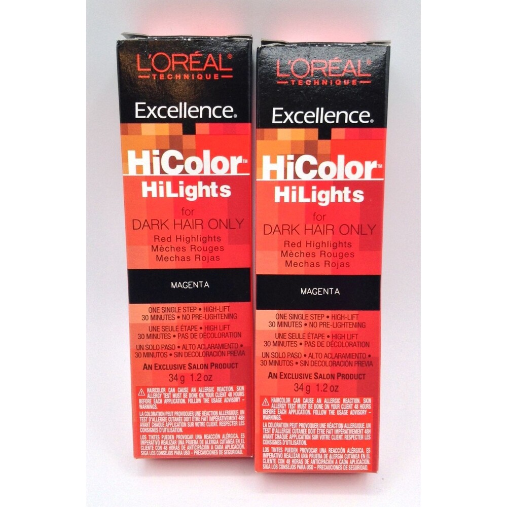 L'Oreal Excellence HiColor HiLights Magenta RED Dark Hair 1.2 oz Each (2 Pack)